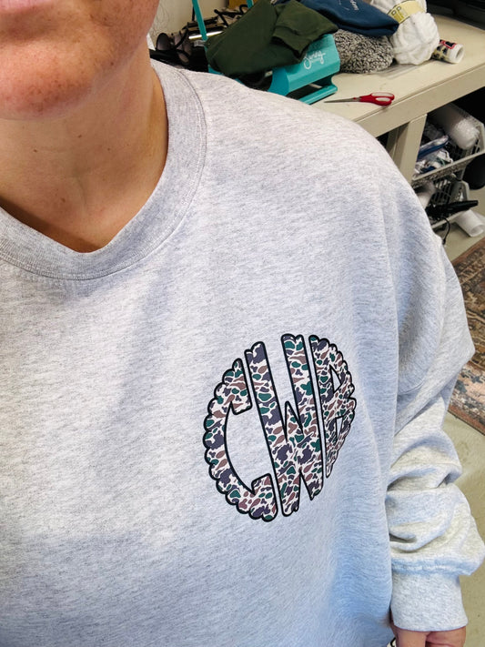 CREWNECK SWEATSHIRT-CAMO MONOGRAM-PRE ORDER