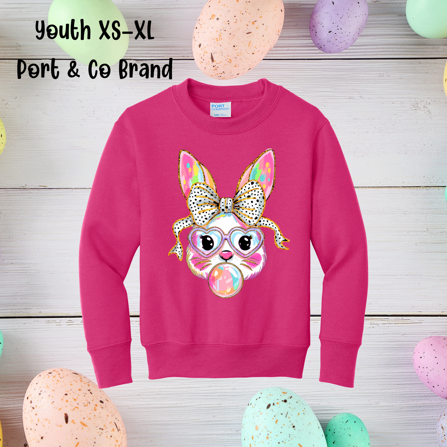 CREWNECK SWEATSHIRT-BUNNY BUBBLES--PRE ORDER!!!!